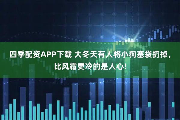 四季配资APP下载 大冬天有人将小狗塞袋扔掉，比风霜更冷的是人心!