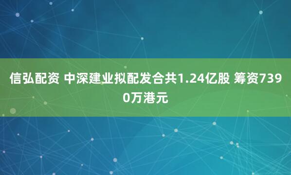 信弘配资 中深建业拟配发合共1.24亿股 筹资7390万港元