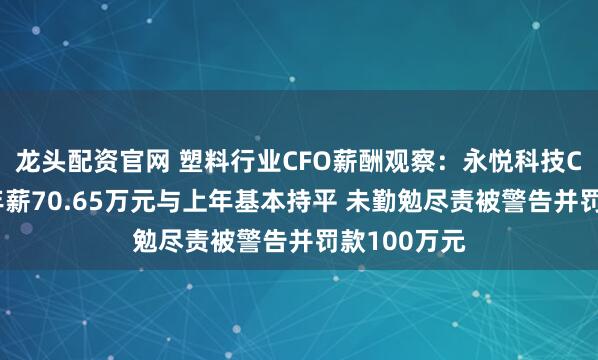 龙头配资官网 塑料行业CFO薪酬观察：永悦科技CFO朱水宝年薪70.65万元与上年基本持平 未勤勉尽责被警告并罚款100万元